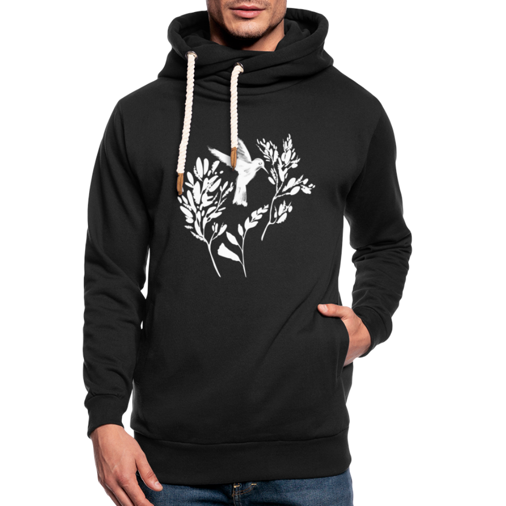 Unisex Schalkragen Hoodie - "Vogel Floral" - Hinter dem Mond