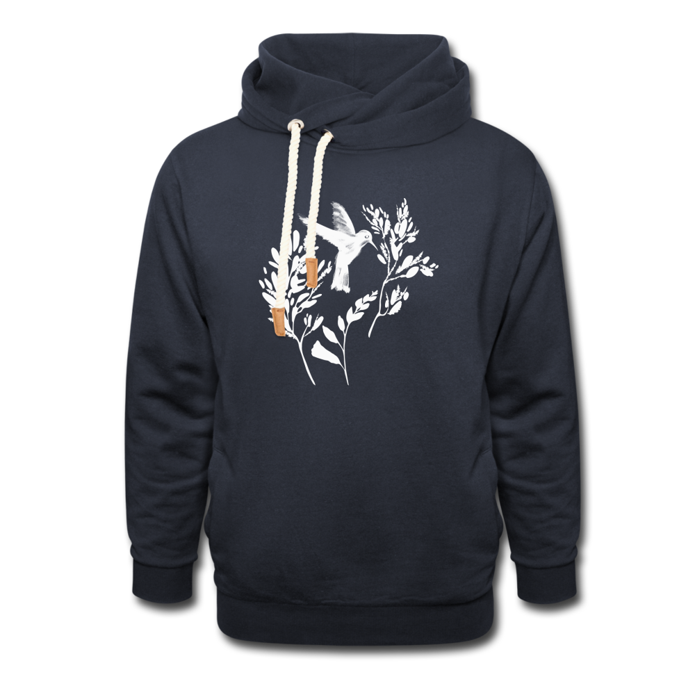 Unisex Schalkragen Hoodie - "Vogel Floral" - Hinter dem Mond