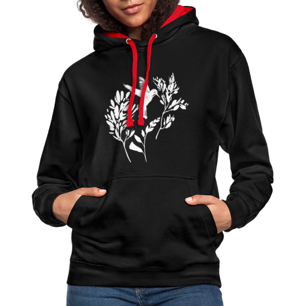 Kontrast-Hoodie "Vogel Floral" - Hinter dem Mond