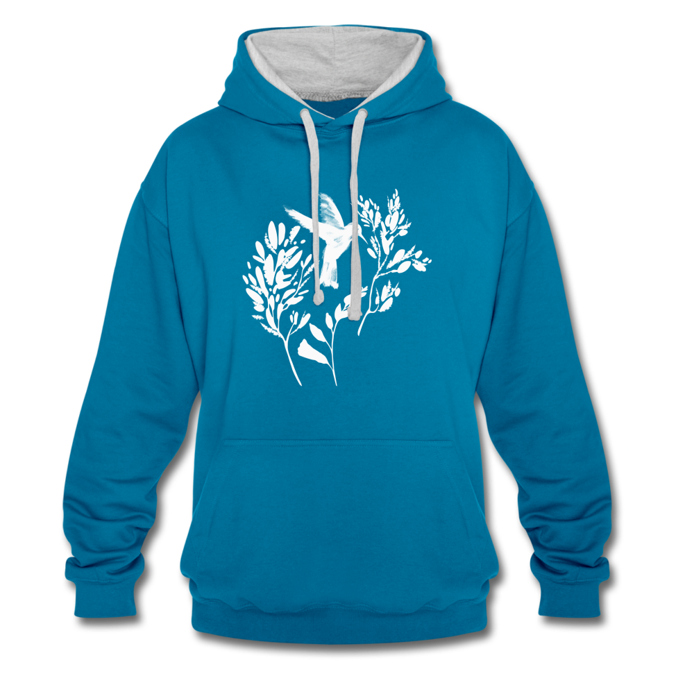 Kontrast-Hoodie "Vogel Floral" - Hinter dem Mond