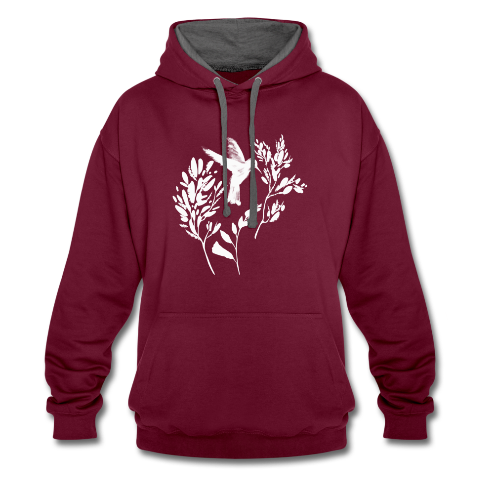 Kontrast-Hoodie "Vogel Floral" - Hinter dem Mond