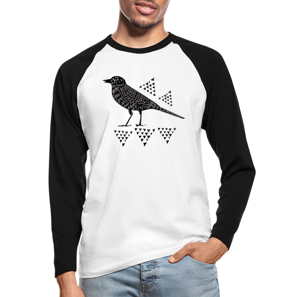 Männer Baseballshirt Langarm - "Triangel-Vogel" - Hinter dem Mond