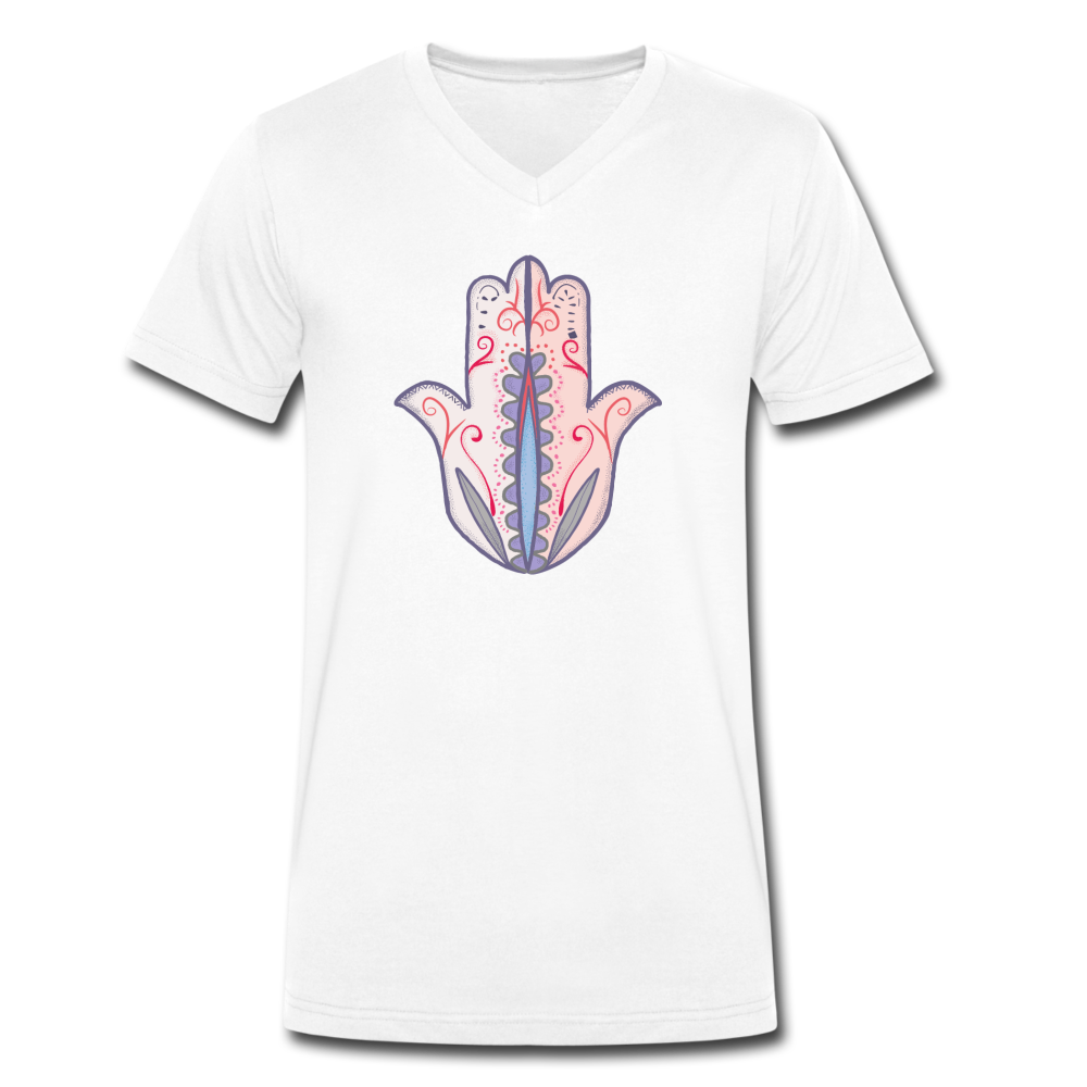 Männer Bio-T-Shirt mit V-Ausschnitt - "Hand der Fatima" - Hinter dem Mond