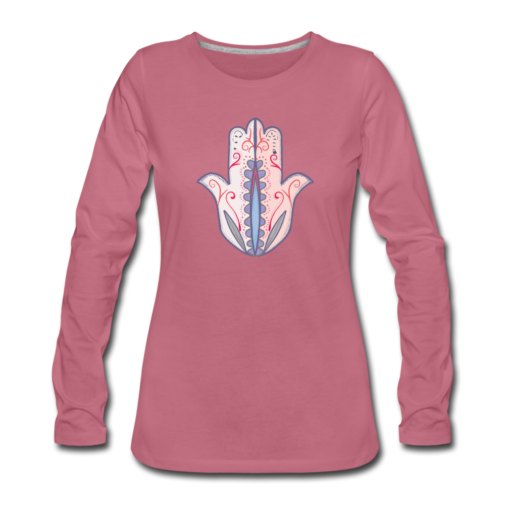 Frauen Premium Langarmshirt - "Hand der Fatima" - Hinter dem Mond