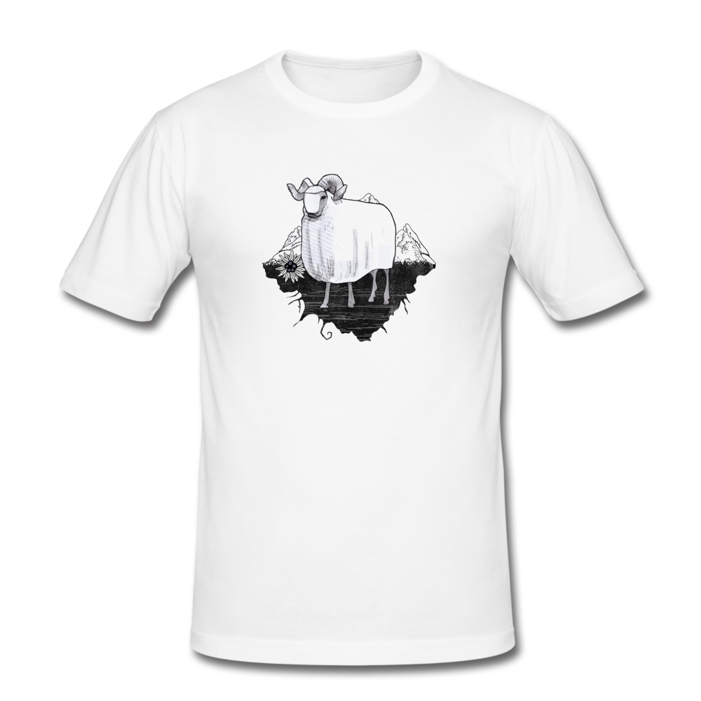 Männer Slim Fit T-Shirt - "Schaf in den Bergen" - Hinter dem Mond
