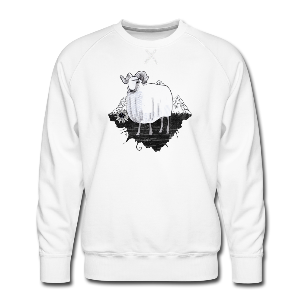 Männer Premium Pullover - "Schaf in den Bergen" - Hinter dem Mond