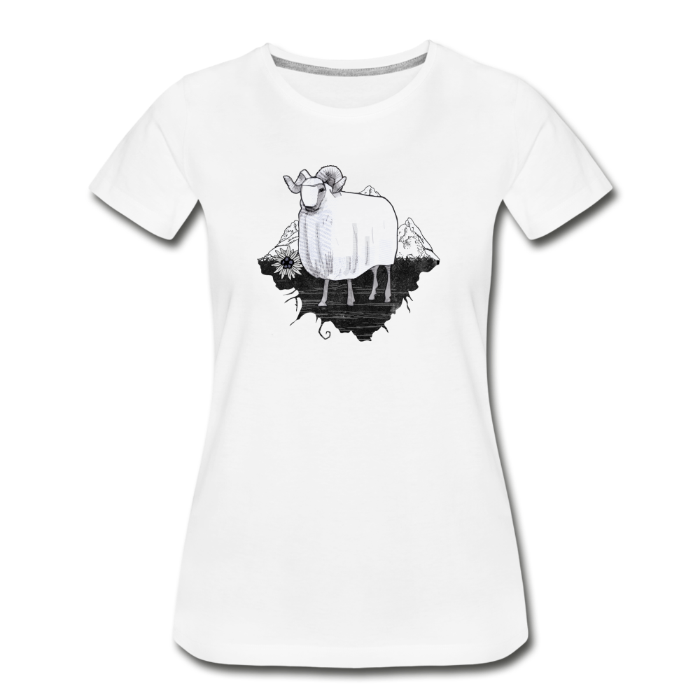 Frauen Premium Bio T-Shirt - "Schaf in den Bergen" - Hinter dem Mond