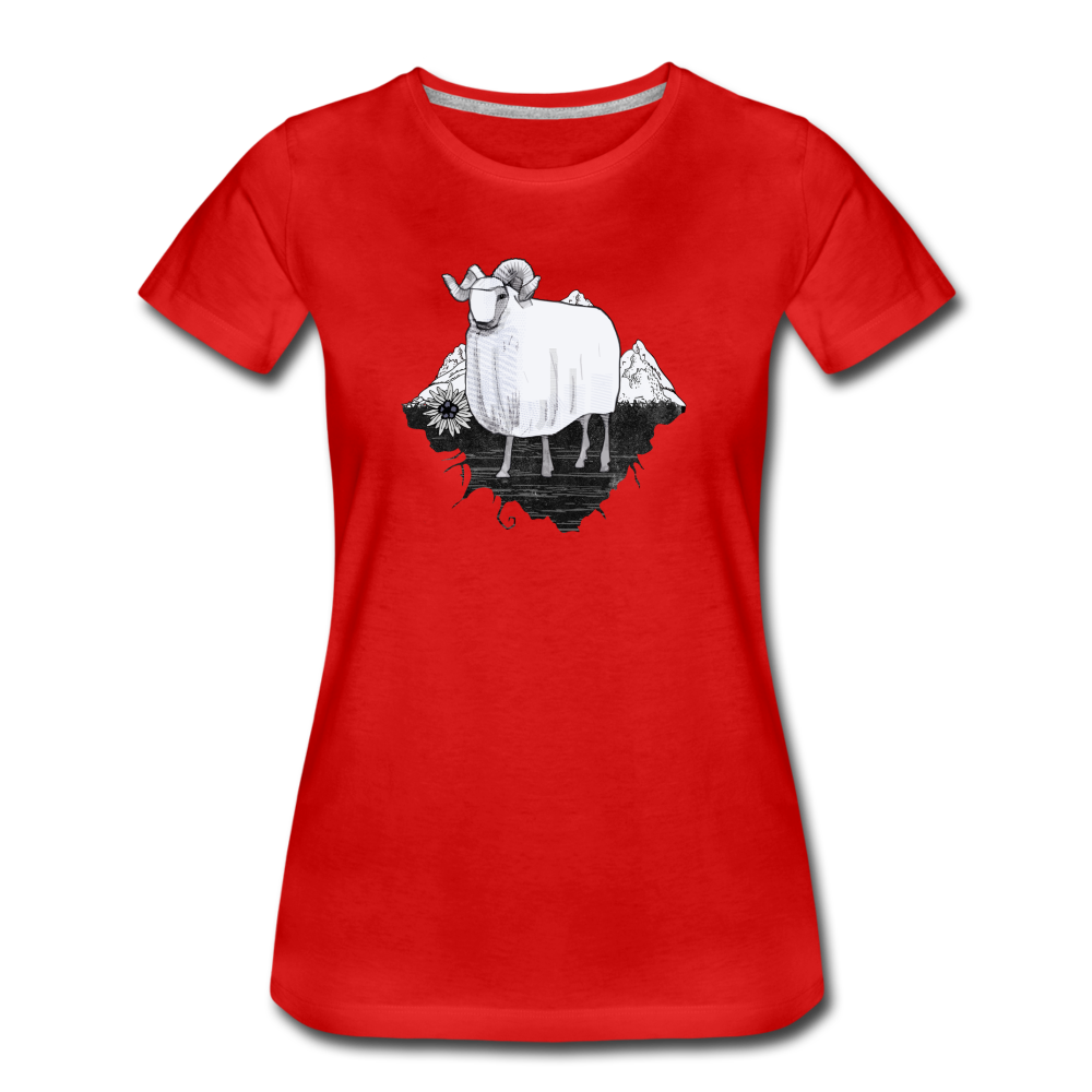 Frauen Premium Bio T-Shirt - "Schaf in den Bergen" - Hinter dem Mond