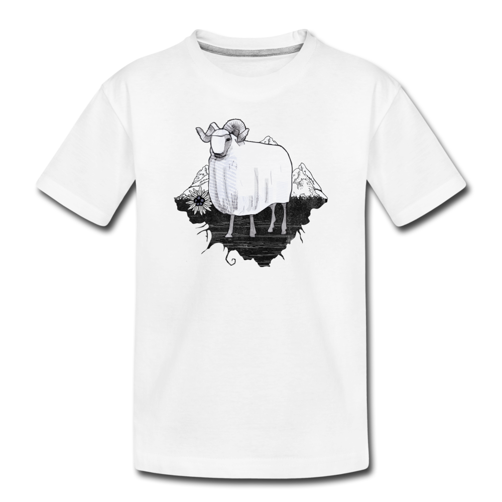 Kinder Premium Bio T-Shirt "Schaf in den Bergen" - Hinter dem Mond