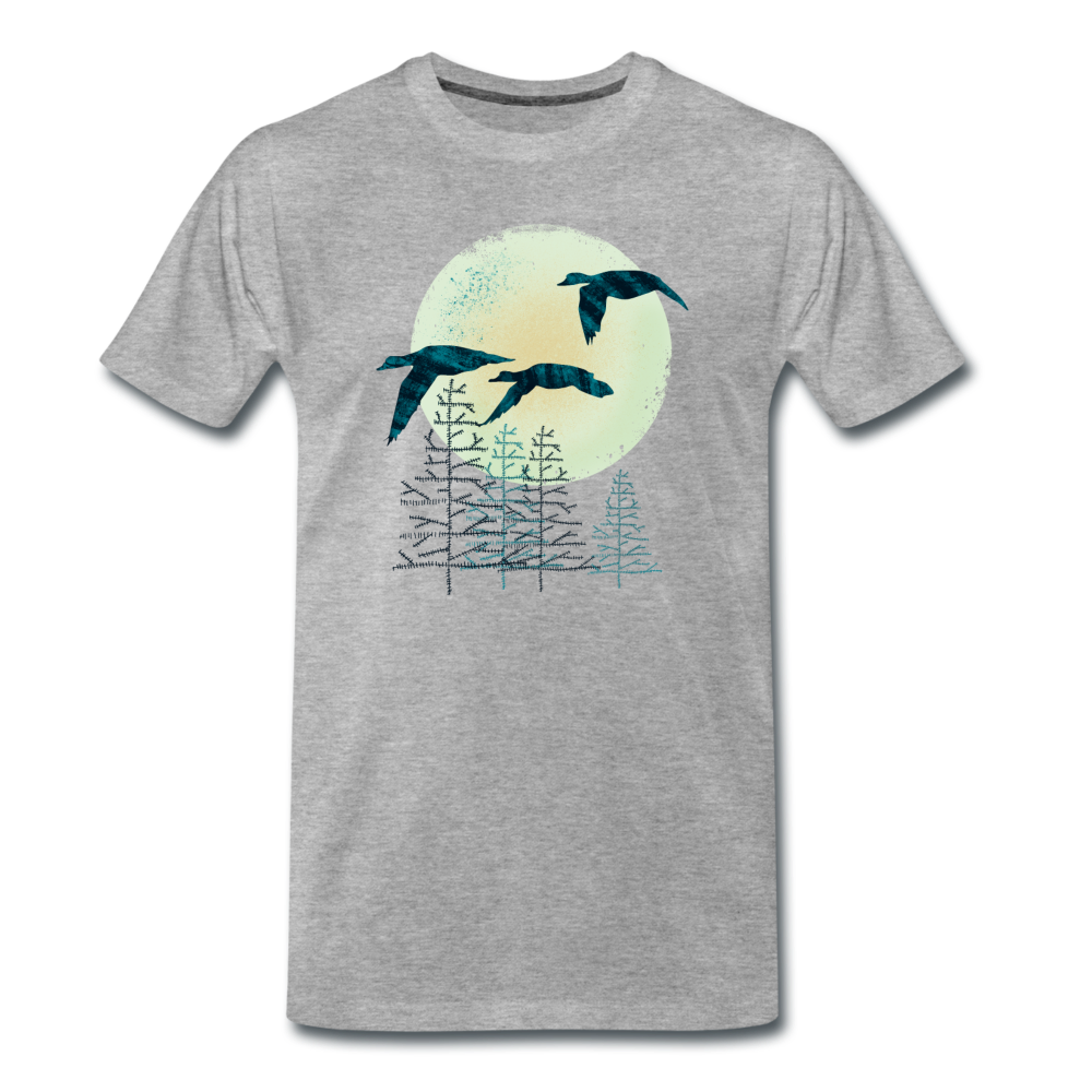 Männer Premium Bio T-Shirt "Zugvögel" - Grau meliert