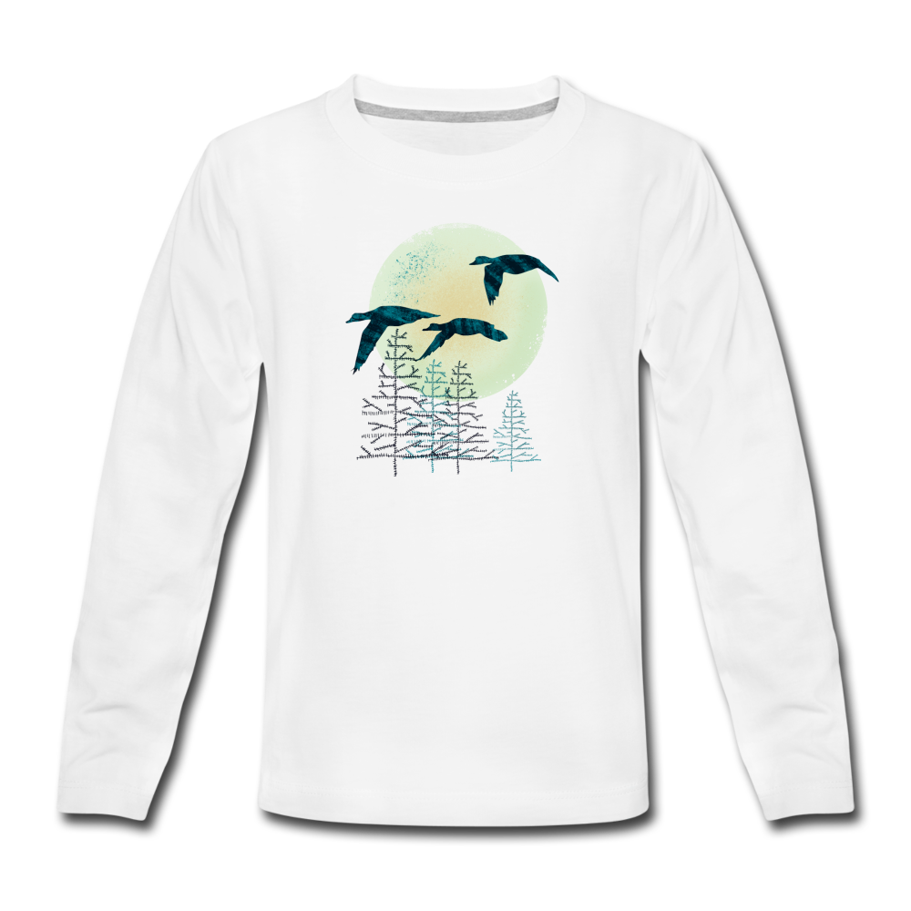 Teenager Premium Langarmshirt - "Zugvögel" - Hinter dem Mond