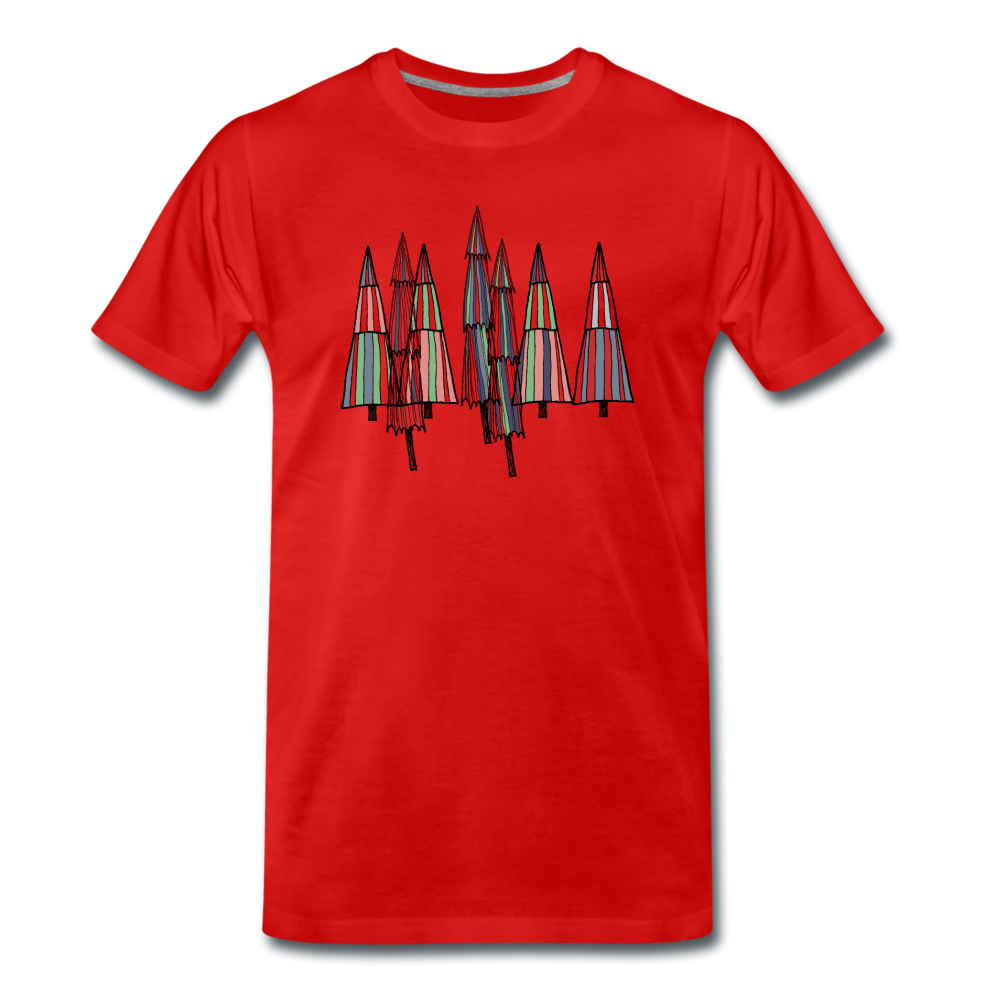 Männer Premium Bio T-Shirt - "Krtizelkratzel-Weihnachtsbäume" - Hinter dem Mond