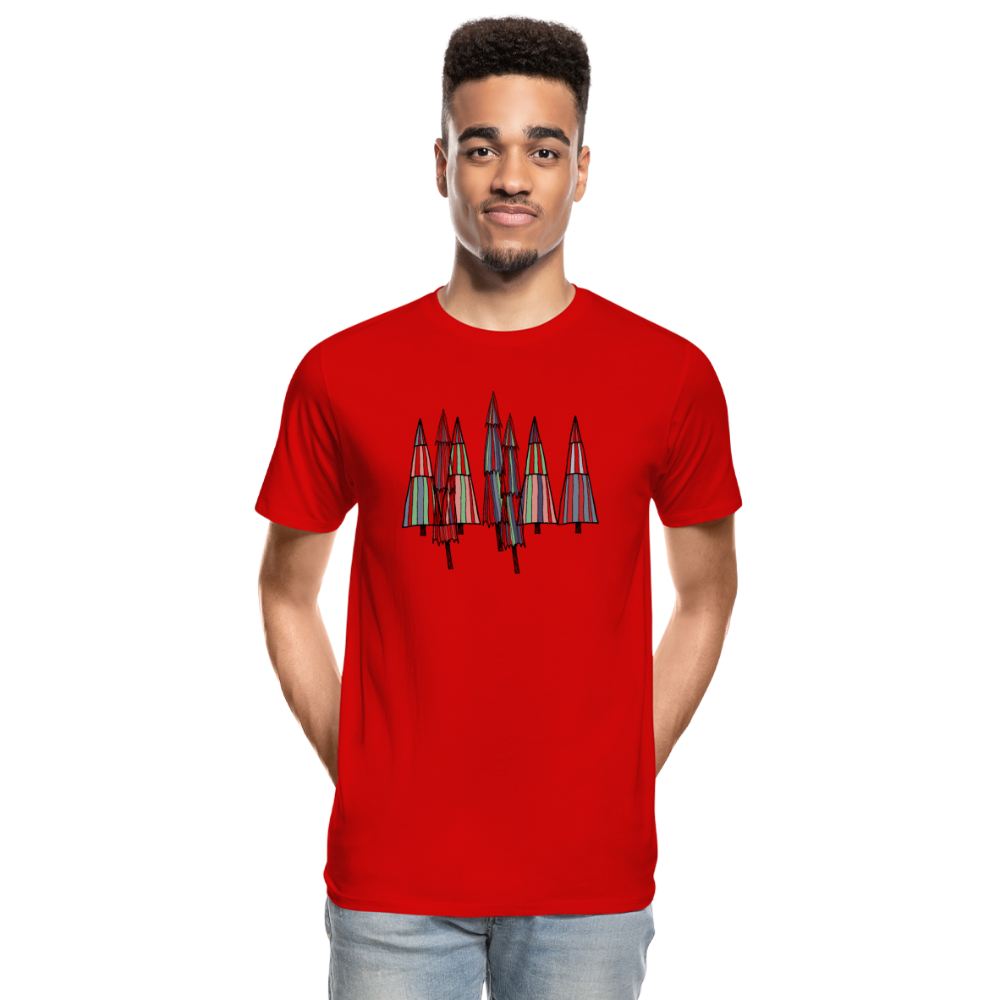 Männer Premium Bio T-Shirt - "Krtizelkratzel-Weihnachtsbäume" - Hinter dem Mond
