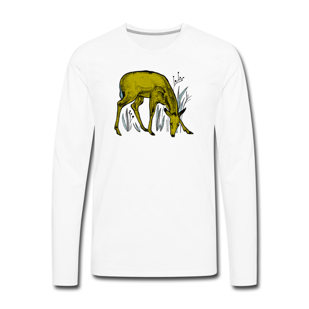 Männer Premium Langarmshirt - "Reh in Olive" - Hinter dem Mond