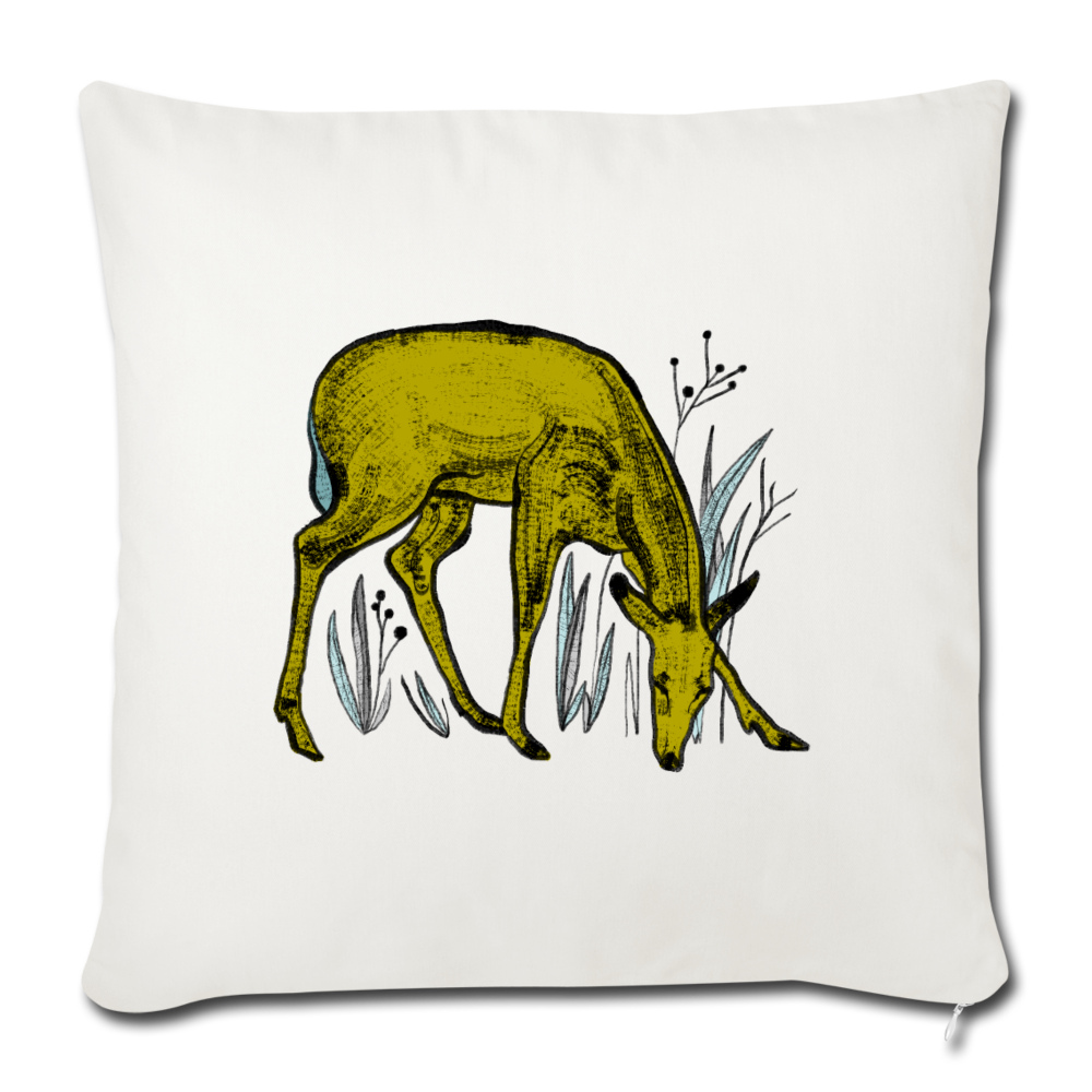 Sofakissenbezug 44 x 44 cm - "Reh in Olive" - Hinter dem Mond