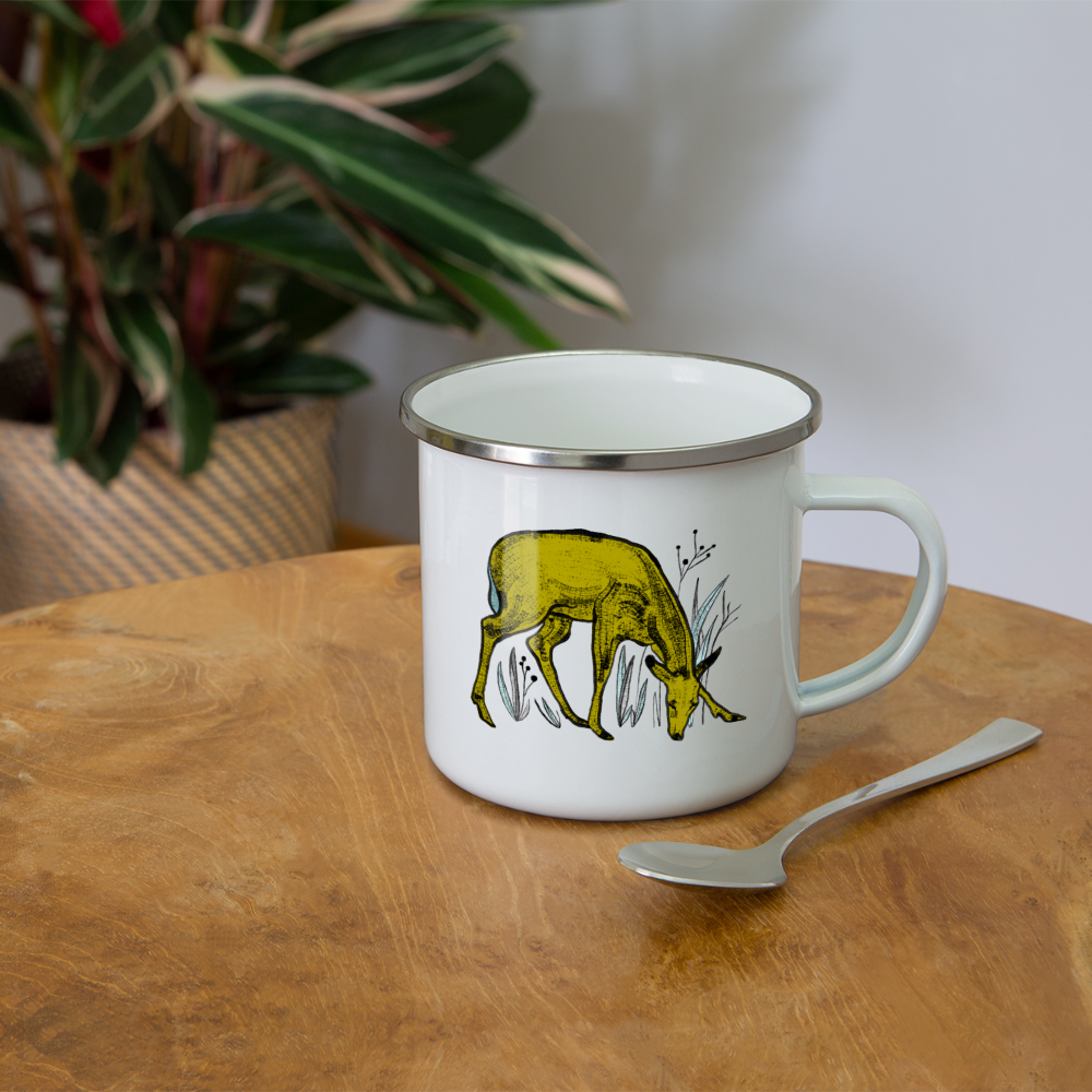 Emaille-Tasse "Reh in Olive" - Hinter dem Mond