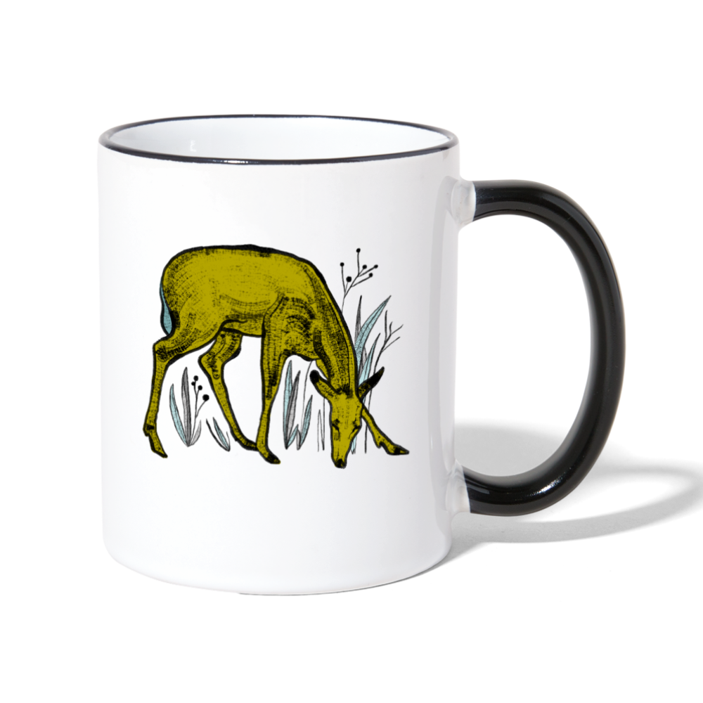 Tasse zweifarbig "Reh in Olive" - Hinter dem Mond