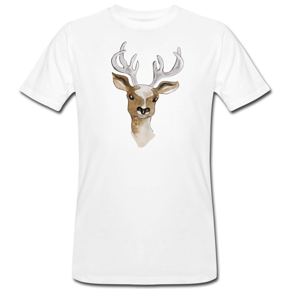 Männer Bio-T-Shirt - "Hirsch in Aquarell" - Hinter dem Mond