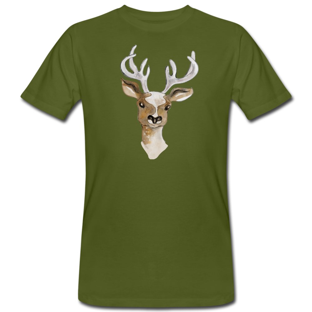 Männer Bio-T-Shirt - "Hirsch in Aquarell" - Hinter dem Mond