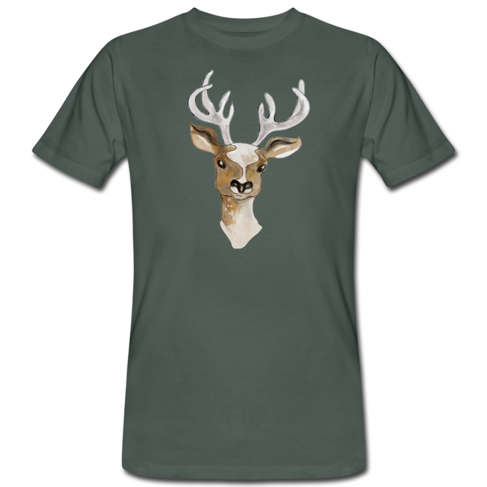 Männer Bio-T-Shirt - "Hirsch in Aquarell" - Hinter dem Mond