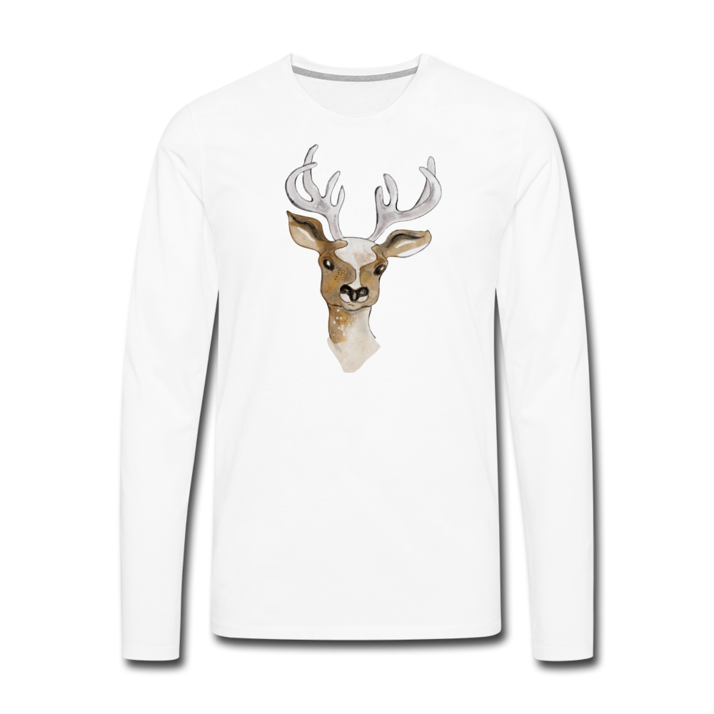 Männer Premium Langarmshirt - "Hirsch in Aquarell" - Hinter dem Mond