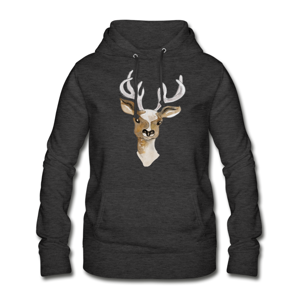 Frauen Hoodie - "Hirsch in Aquarell" - Hinter dem Mond