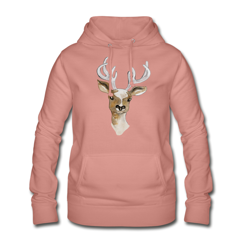 Frauen Hoodie - "Hirsch in Aquarell" - Hinter dem Mond
