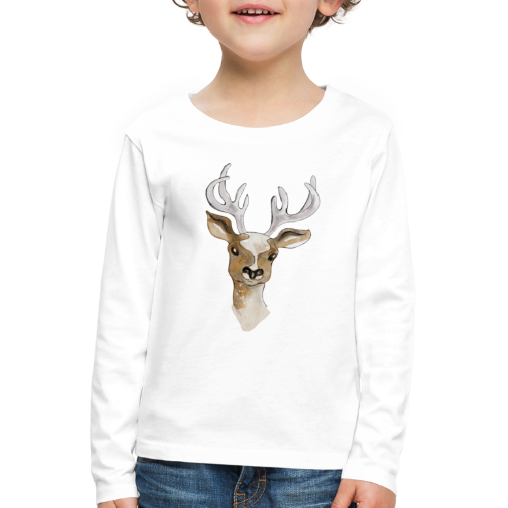 Kinder Premium Langarmshirt - "Hirsch in Aquarell" - Hinter dem Mond