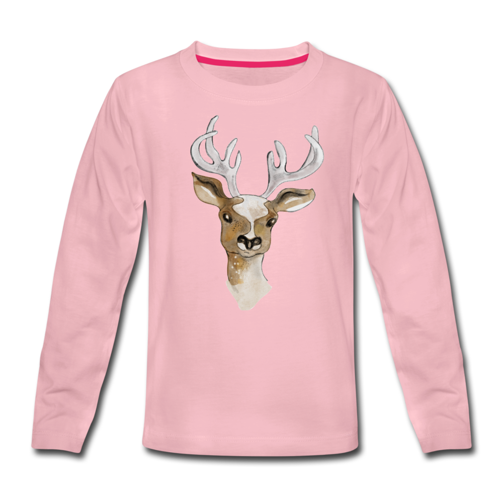 Kinder Premium Langarmshirt - "Hirsch in Aquarell" - Hinter dem Mond