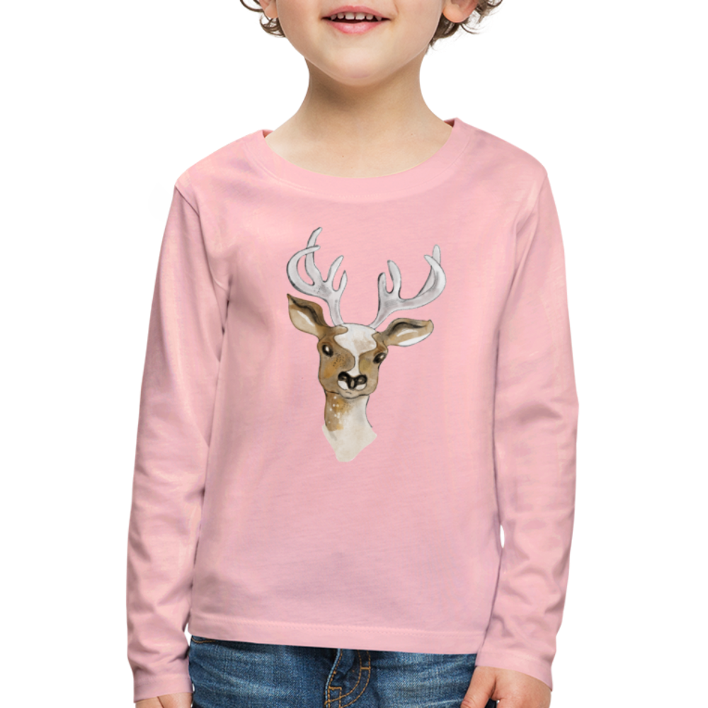 Kinder Premium Langarmshirt - "Hirsch in Aquarell" - Hinter dem Mond