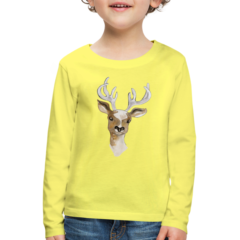 Kinder Premium Langarmshirt - "Hirsch in Aquarell" - Hinter dem Mond