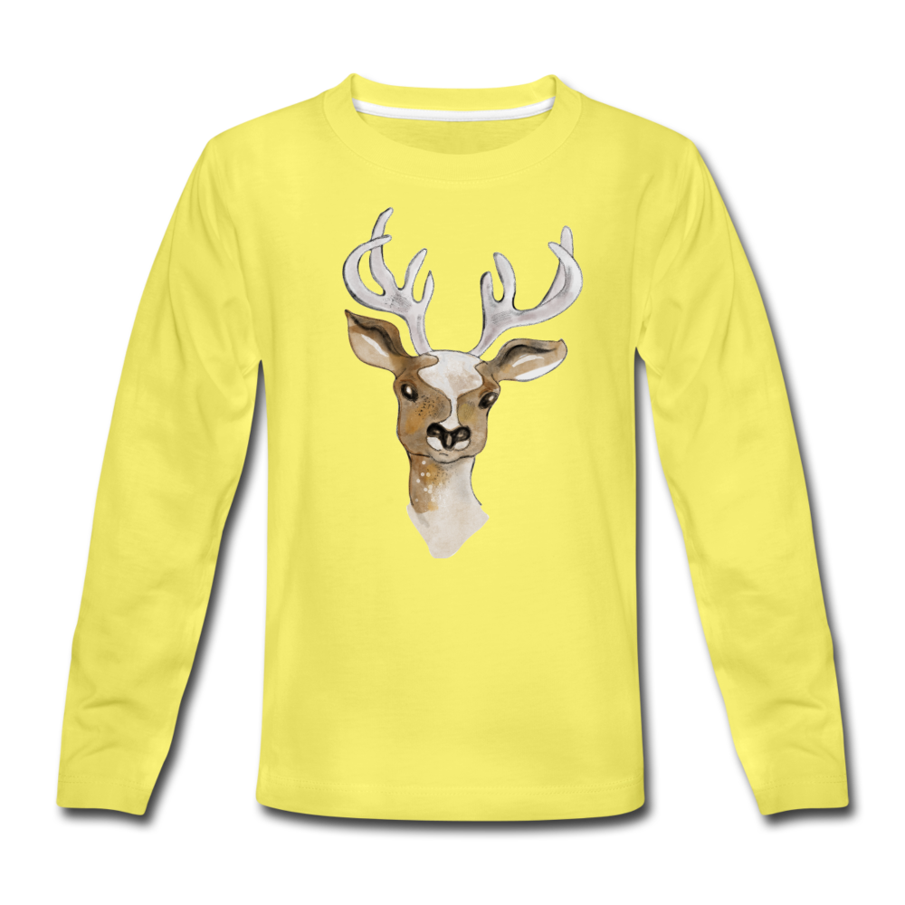 Kinder Premium Langarmshirt - "Hirsch in Aquarell" - Hinter dem Mond