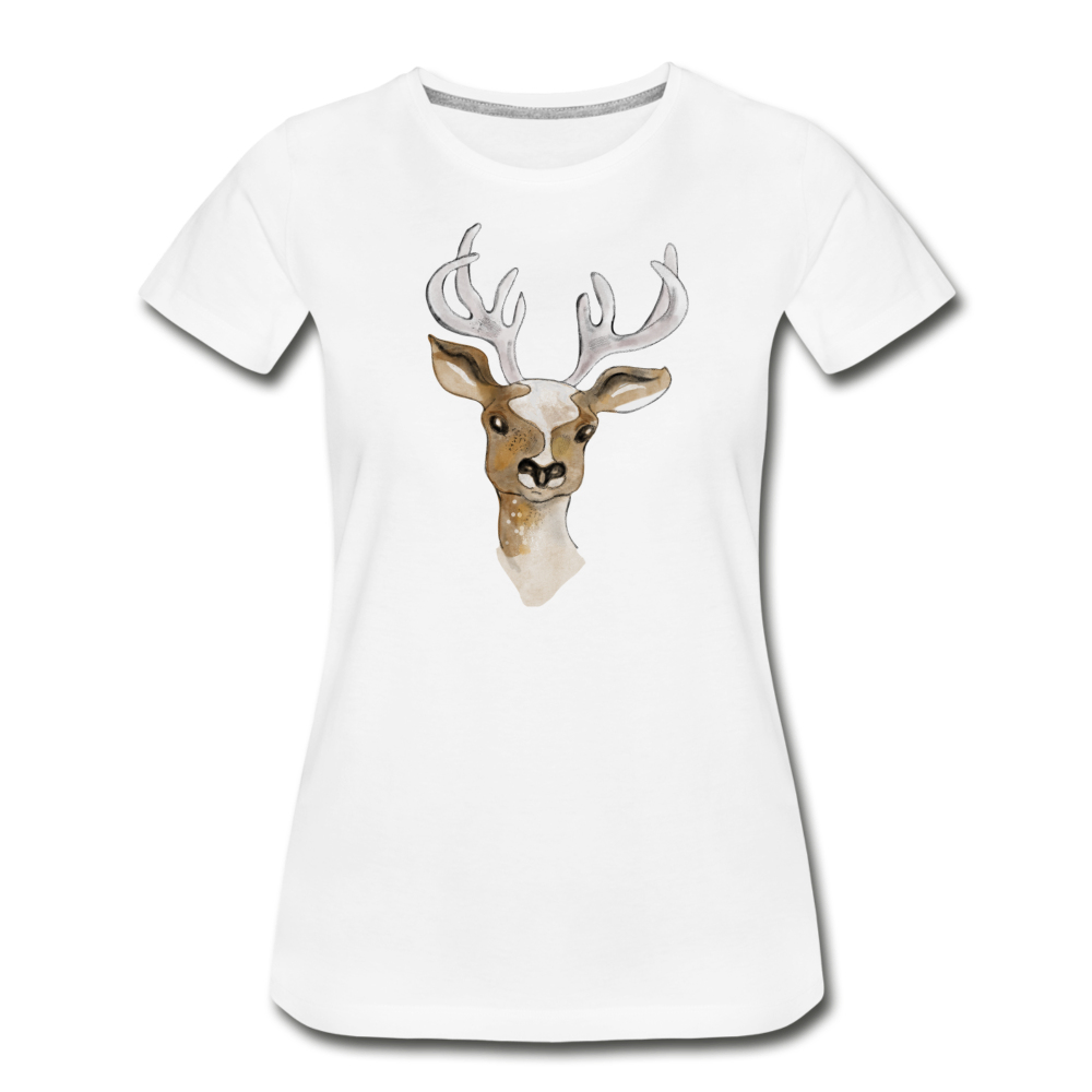 Frauen Premium Bio T-Shirt - "Hirsch in Aquarell" - Hinter dem Mond