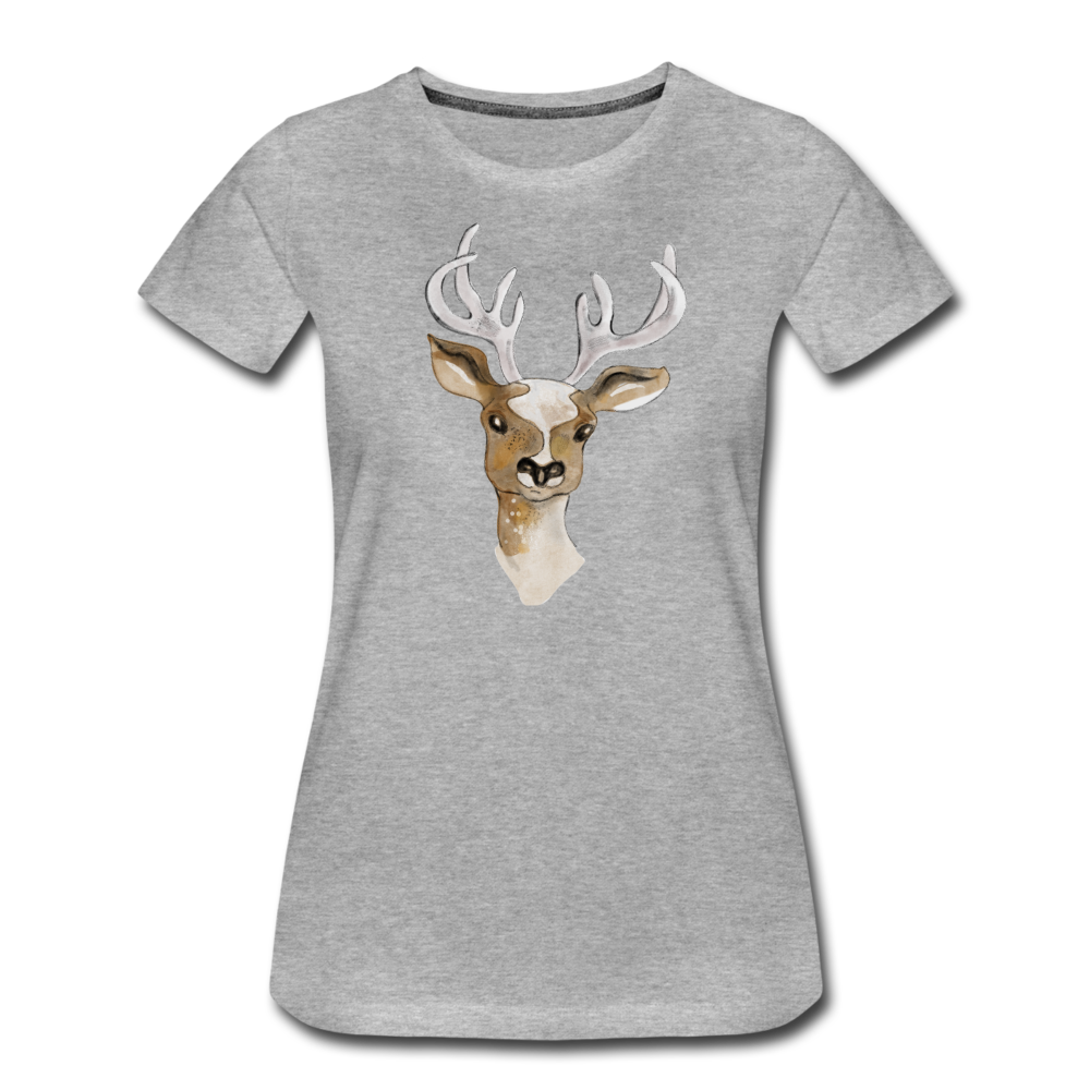Frauen Premium Bio T-Shirt - "Hirsch in Aquarell" - Hinter dem Mond