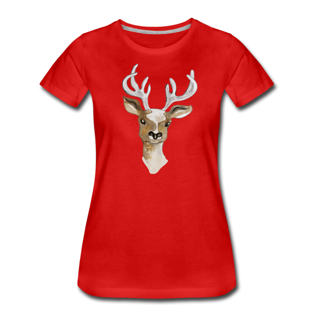 Frauen Premium Bio T-Shirt - "Hirsch in Aquarell" - Hinter dem Mond