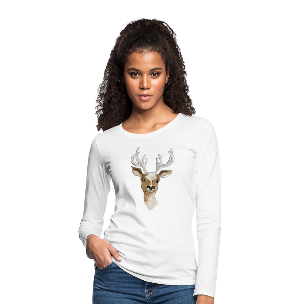 Frauen Premium Langarmshirt - "Hirsch in Aquarell" - Hinter dem Mond