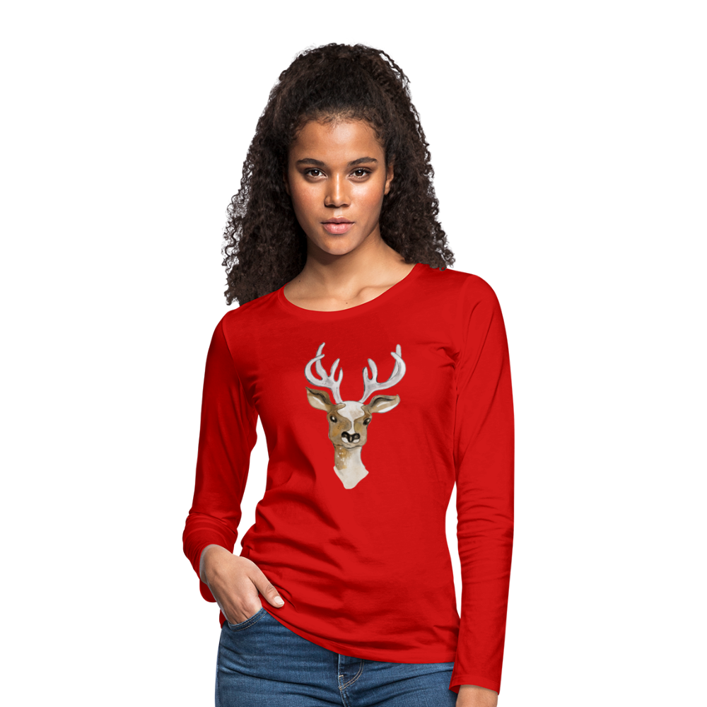 Frauen Premium Langarmshirt - "Hirsch in Aquarell" - Hinter dem Mond
