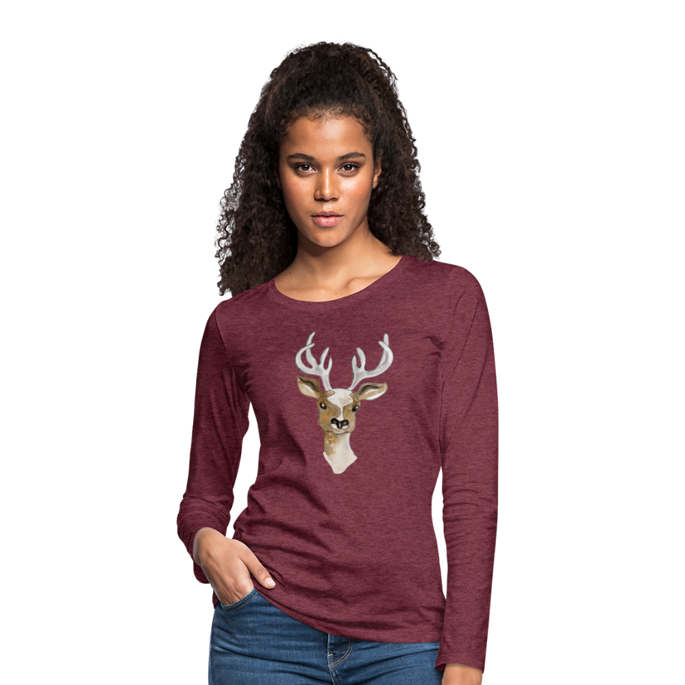 Frauen Premium Langarmshirt - "Hirsch in Aquarell" - Hinter dem Mond