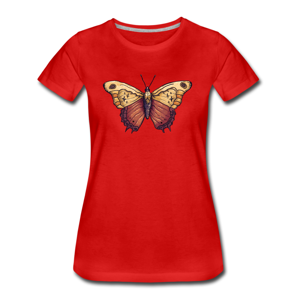 Frauen Premium Bio T-Shirt - "Vintage Schmetterling" - Hinter dem Mond