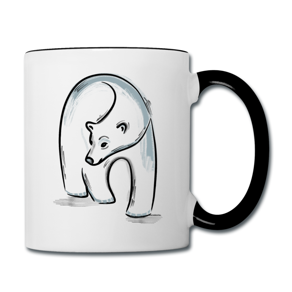 Tasse zweifarbig - "Eisbär in Tusche" - Hinter dem Mond