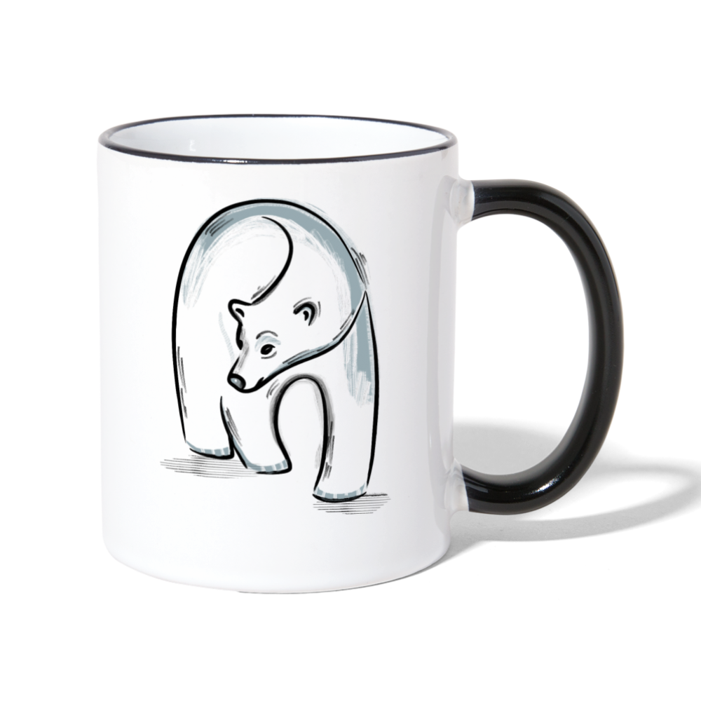 Tasse zweifarbig - "Eisbär in Tusche" - Hinter dem Mond