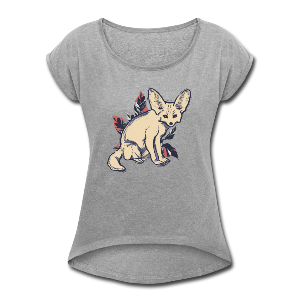 Frauen T-Shirt mit gerollten Ärmeln - "Vintage Wüstenfuchs" - Hinter dem Mond