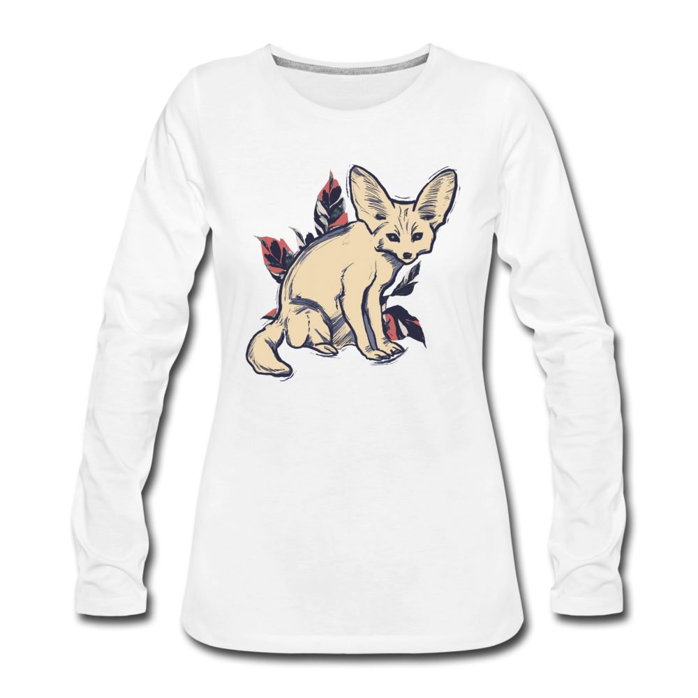 Frauen Premium Langarmshirt - "Vintage Wüstenfuchs" - Hinter dem Mond