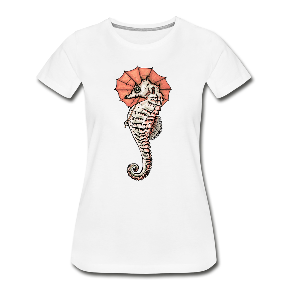 Frauen Premium Bio T-Shirt - "Seepferdchen Mandarin" - Hinter dem Mond
