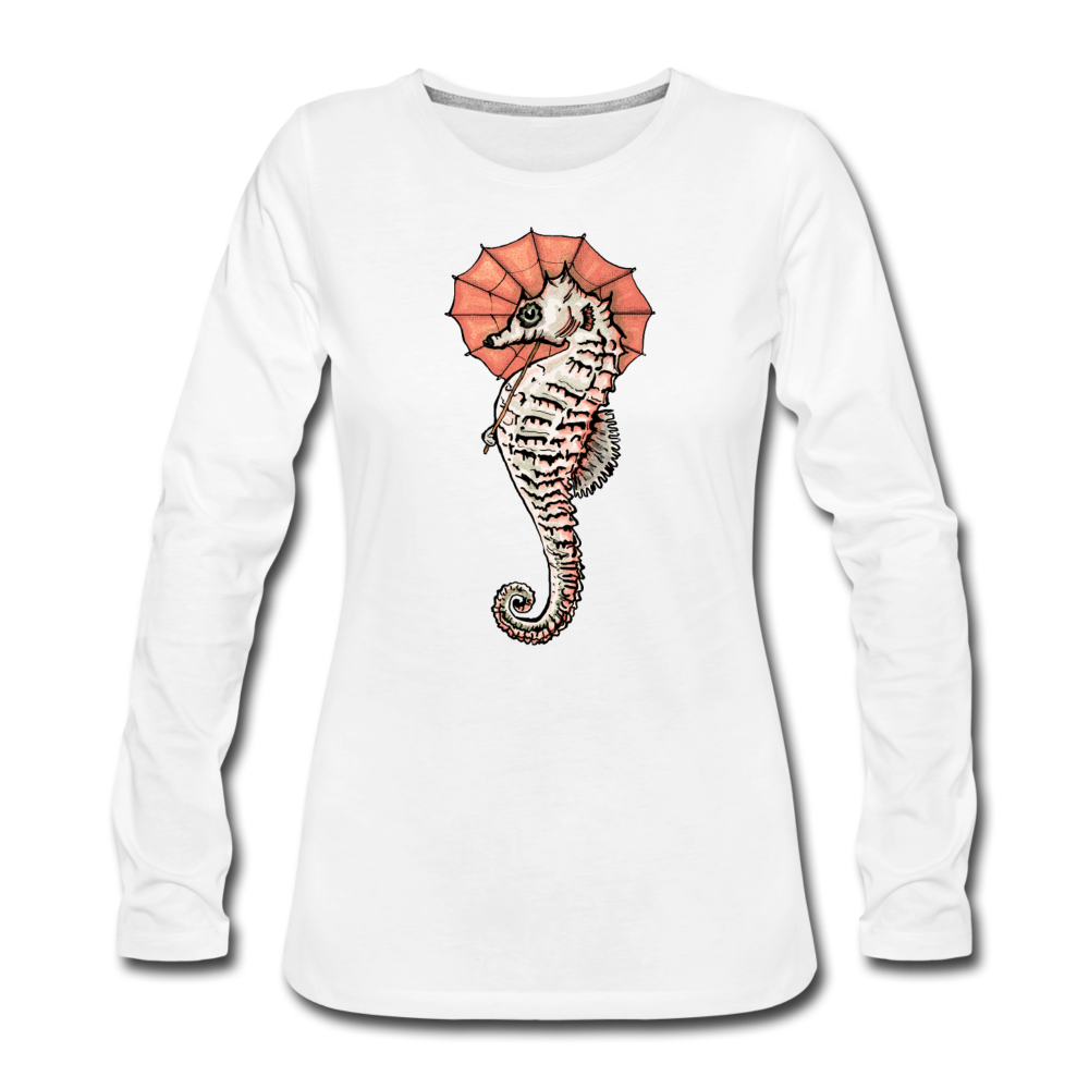 Frauen Premium Langarmshirt - "Seepferdchen Mandarin" - Hinter dem Mond