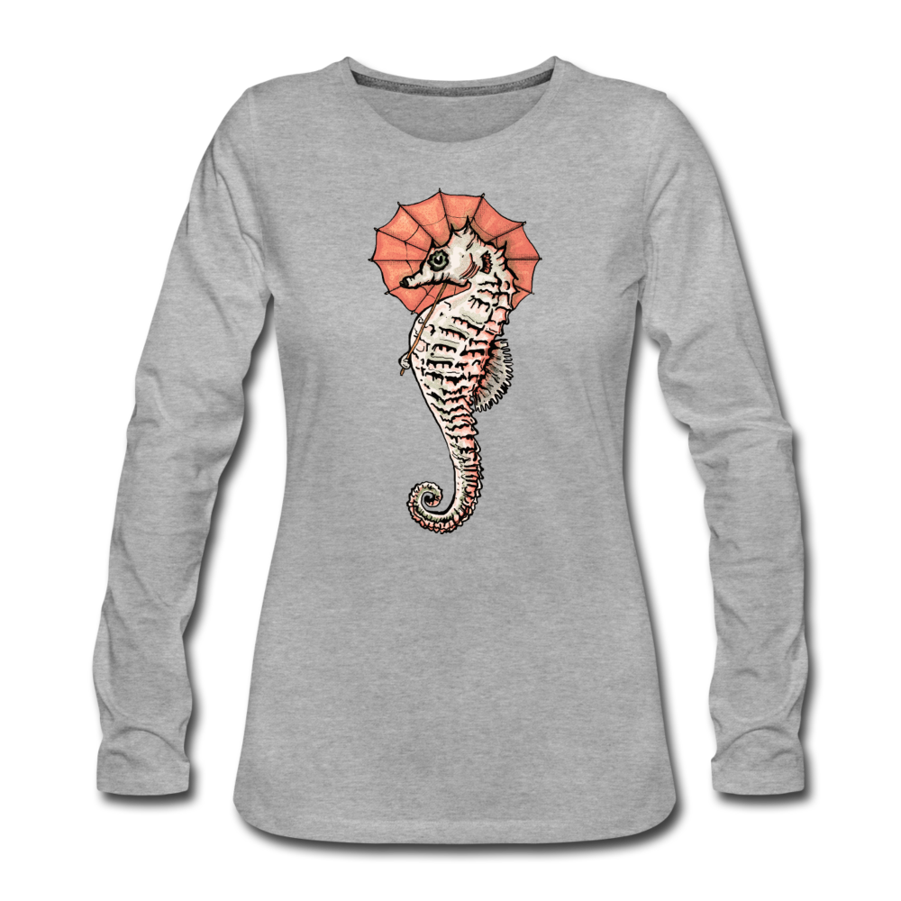 Frauen Premium Langarmshirt - "Seepferdchen Mandarin" - Hinter dem Mond