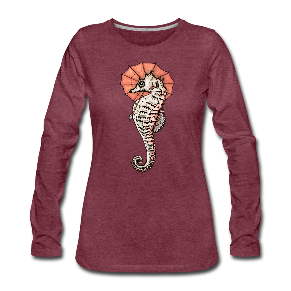 Frauen Premium Langarmshirt - "Seepferdchen Mandarin" - Hinter dem Mond