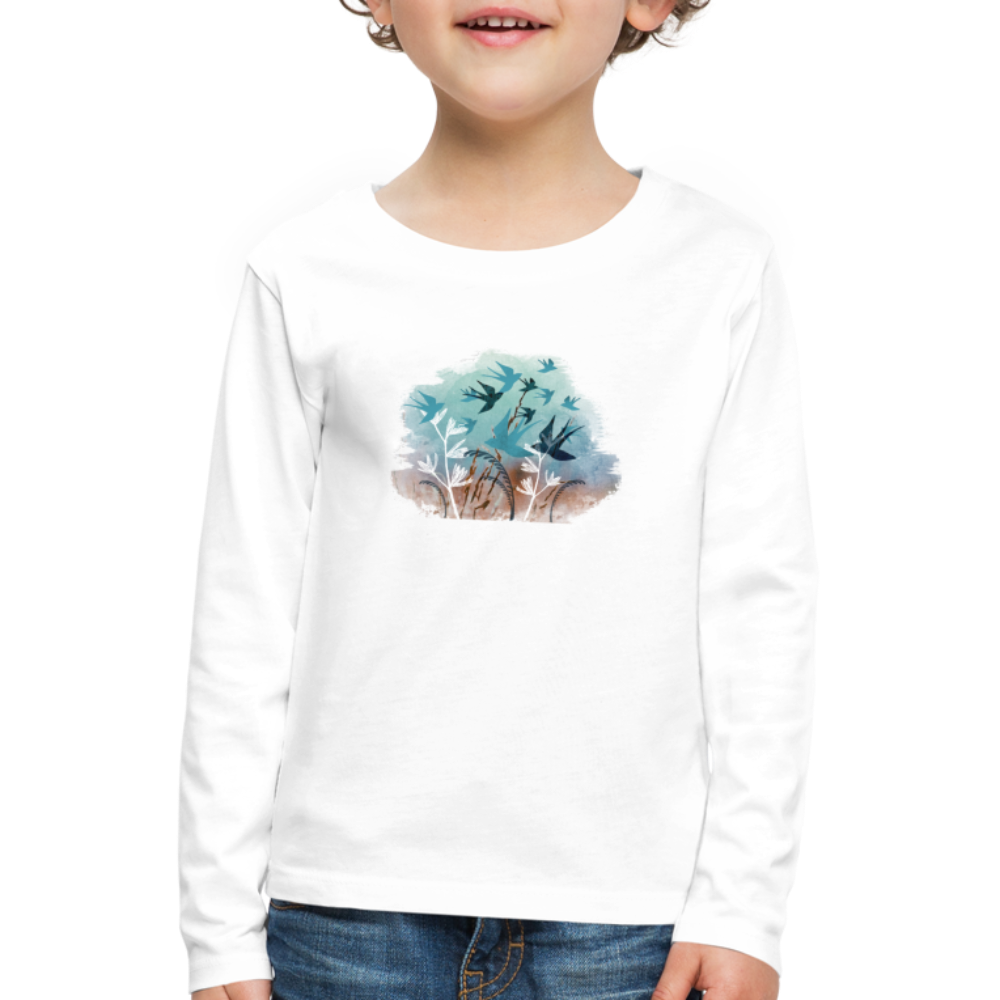 Kinder Premium Langarmshirt - "Schwalbensommer" - Hinter dem Mond
