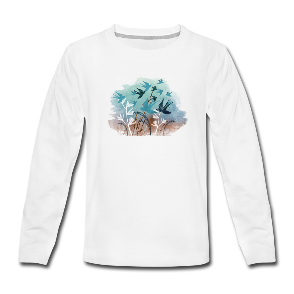 Kinder Premium Langarmshirt - "Schwalbensommer" - Hinter dem Mond