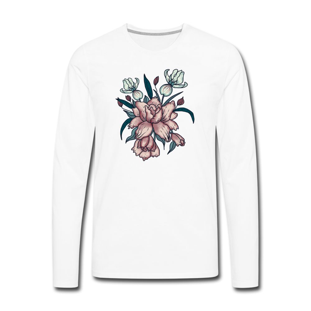 Männer Premium Langarmshirt - "Vintage-Orchideen" - Hinter dem Mond
